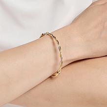 Fiorenza Gold-Plated Polished Twist Oval Bangle Bracelet