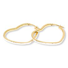 Fiorenza Heart-Shaped Diamond-Cut Hoop Earrings