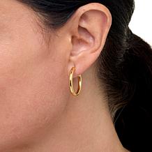 Fiorenza Jewelry Sterling Silver Push-Clasp 1" Endless Hoop Earrings