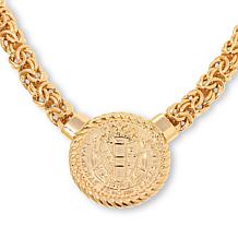 Fiorenza Jewelry Sterling Silver Reversible Fleur-de-lis Coin Necklace