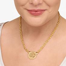 Fiorenza Sterling Silver Byzantine Chain Fleur-de-lis Drop Necklace