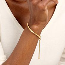 Fiorenza Sterling Silver Daisy Sparkle Chain Adjustable Bracelet