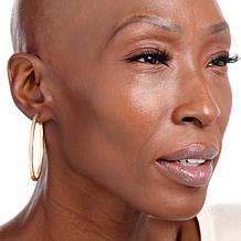 Fiorenza Sterling Silver Diamond-Cut 2" Hoop Earrings