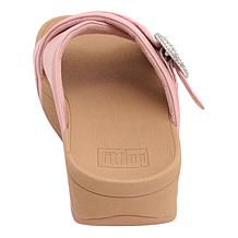 FitFlop Lulu Crystal-Buckle Leather Cross Slides