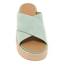 FitFlop Platform Espadrille Leather Wedge Cross Slides