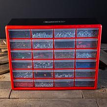 Fleming Supply 24-Drawer Storage Cabinet - Black and Red