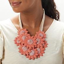 Floreia Chelsea 22-3/4" Floral Bib Necklace