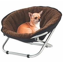 Folding Pet Chair with Fuzzy Brown Cushion