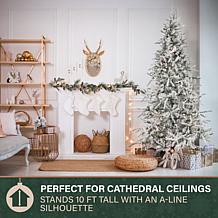 Fraser Hill Farm 10' Flocked Pine Christmas Tree with Smart Lighting