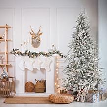 Fraser Hill Farm 10' Flocked Pine Christmas Tree with Smart Lighting
