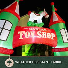 Fraser Hill Farm 10-Ft. Santa’s Toy Shop Inflatable with Nutcracker...