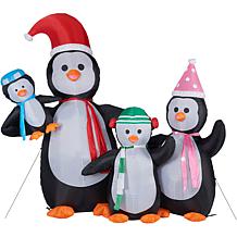 Fraser Hill Farm 10' Penguin Family Inflatable w Lights & Storage Bag