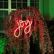 Fraser Hill Farm 13.8-in. Neon Red Joy Sign with LED Light Bands