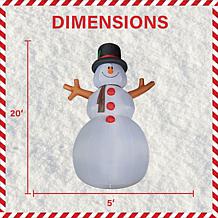 Fraser Hill Farm 20' Jolly Snowman Inflatable w RGB Lights and Bag