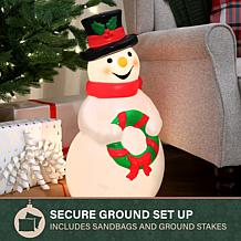 Fraser Hill Farm 24.8-in. Snowman holding Wreath Blow Mold with LED...