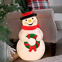 Fraser Hill Farm 24.8-in. Snowman holding Wreath Blow Mold with LED...