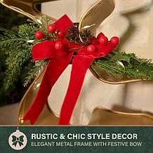 Fraser Hill Farm 26-in. Gold Metal Reindeer with Bow & LED Lights &...