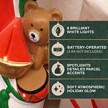 Fraser Hill Farm 3-Ft. Flat Back Santa Claus with Gifts, White LED ...