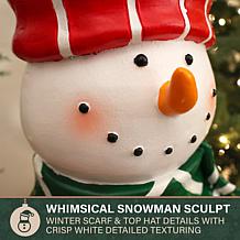 Fraser Hill Farm 3-Ft. Flat Back Snowman with Wreath & White LED Li...