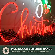 Fraser Hill Farm 3-ft. Neon White & Red Merry Christmas Sign with L...