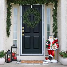 Fraser Hill Farm 3.1-Ft. Resin Santa Claus Statue with Stop Sign & ...