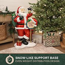 Fraser Hill Farm 3.1-Ft. Resin Santa Claus Statue with Stop Sign & ...