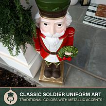 Fraser Hill Farm 31.9-in. Resin Nutcracker Statue with Wreath, Whit...