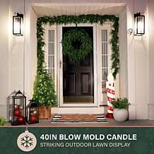 Fraser Hill Farm 3.3-Ft. Light Up Christmas Candle Blow Mold with S...