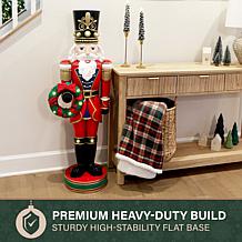 Fraser Hill Farm 3.8-ft. Resin Nutcracker Statue with Wreath, White...