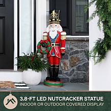 Fraser Hill Farm 3.8-ft. Resin Nutcracker Statue with Wreath, White...