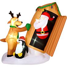 Fraser Hill Farm 4-Ft. Tall Pre-Lit Inflatable Santa in Outhouse