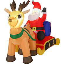 Fraser Hill Farm 4-Ft. Tall Pre-Lit Inflatable Santa in Sleigh