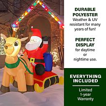 Fraser Hill Farm 4-Ft. Tall Pre-Lit Inflatable Santa in Sleigh