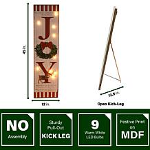 Fraser Hill Farm 45" JOY Poem Wreath & Reindeer Porch Sign W/ LED