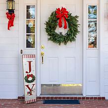 Fraser Hill Farm 45" JOY Poem Wreath & Reindeer Porch Sign W/ LED
