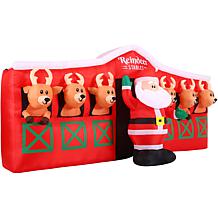 Fraser Hill Farm 4Ft. Tall Pre-Lit Inflatable Santa in Reindeer Stable