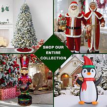 Fraser Hill Farm 4Ft. Tall Pre-Lit Inflatable Santa in Reindeer Stable