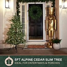 Fraser Hill Farm 5-Ft. Alpine Cedar Pre-Lit Artificial Christmas Tr...