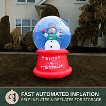 Fraser Hill Farm 5-Ft. Snowman Snow Globe Inflatable with Multicolo...