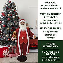 Fraser Hill Farm 58" Dancing Santa Sequin Suit w/ Teddy & Gift Decor