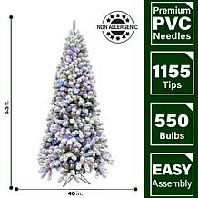 Fraser Hill Farm 6.5' Flocked Silverton Fir Tree w/ Multi LED Lights