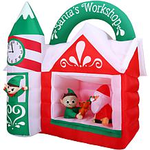 Fraser Hill Farm 7-Ft. Pre-Lit Inflatable Santa's Workshop