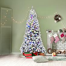 Fraser Hill Farm 7.5' Flocked Silverton Fir Tree w/ Multi-Color Lights