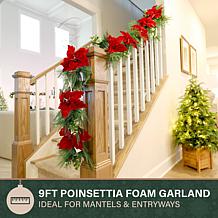 Fraser Hill Farm 9-Ft. Real Feel Foam Poinsettia Garland