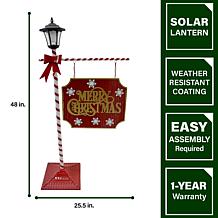 Fraser Hill Farm Lamp Post with Merry Christmas Sign & Solar Lantern