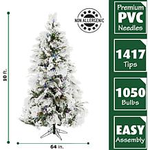 Fraser Hill Farms 10' Flocked Snowy Pine Tree - Multicolor