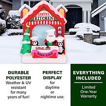 Fraser Hill Farms 7 Ft. Tall Pre-Lit Inflatable Santa's Kitchen