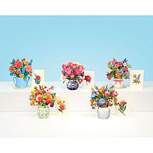 FreshCut Paper Mini Floral Popup Bouquet w/Note card & Envelope 5-pack