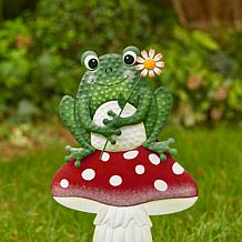 Frog and Mushroom Garden Stake and Wall Decor