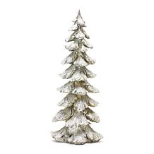 Frosted Pine Tree Decor with Silver Finish - 4-piece Set